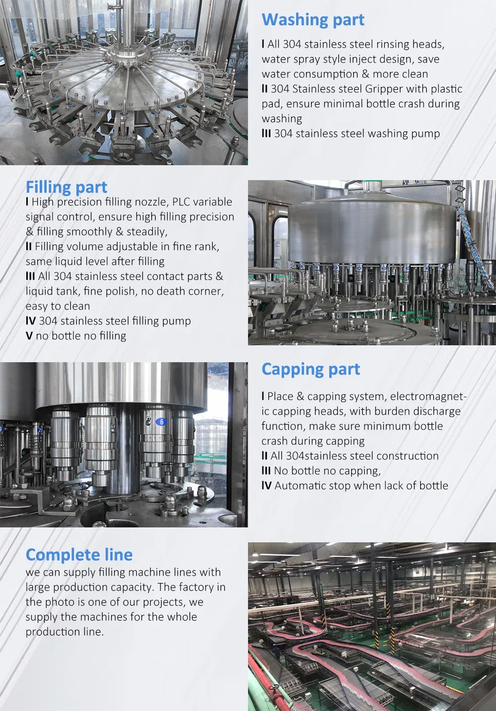 10000bph 500ml/750ml/1000ml/2000ml Pet Bottle Water Filling Packing Machine
