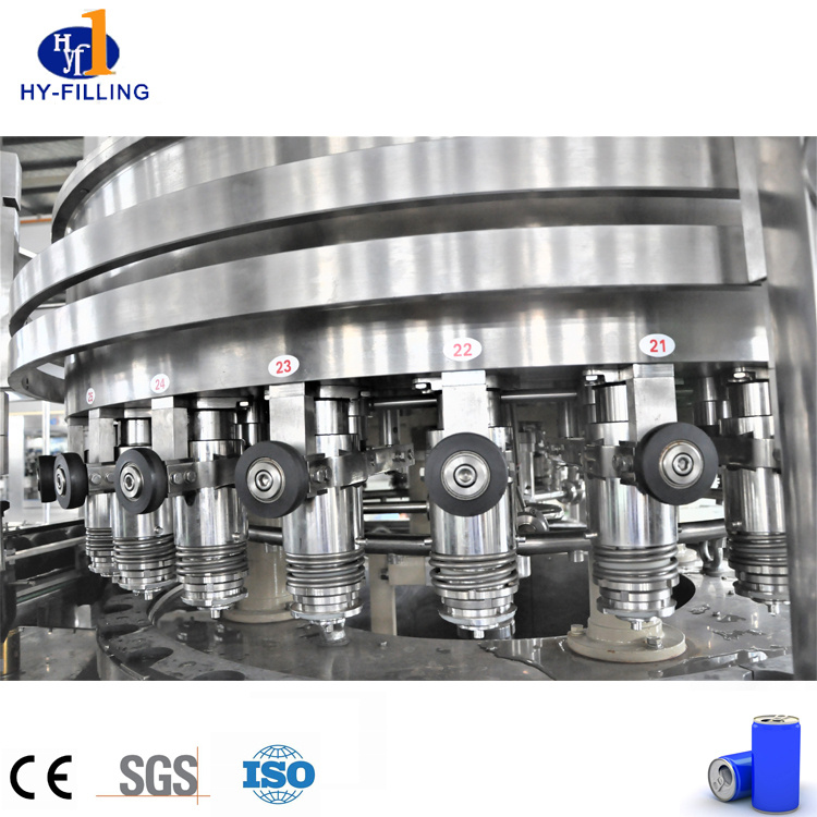 Automatic Aluminum Can 12 Heads Small Carbonated Beverage Beer Can Filling Sealing Production Line Machine