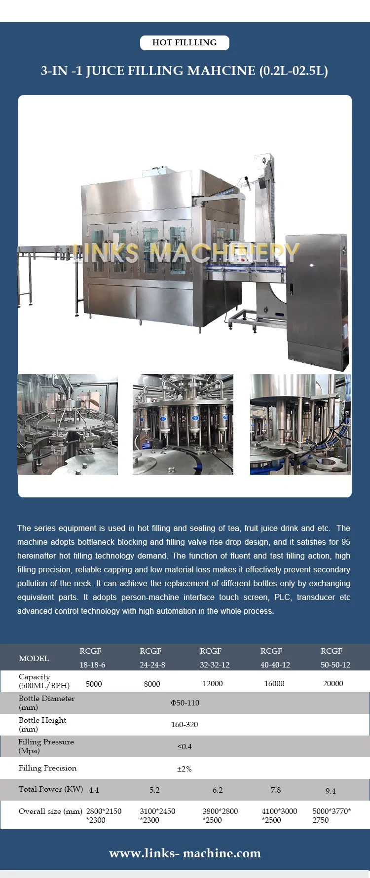 Automatic Juice/ Soft Drink /Water / Energy Drink, Carbonated Drink / Tea Drink / Beer Sparking Wine Glass Bottle Filling Machine