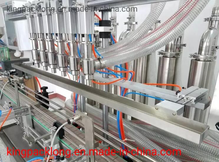 Automatic Pneumatic Ketchup Juice Water Oil Honey Cream Lotion Liquid Paste Filling Machine with Conveyor