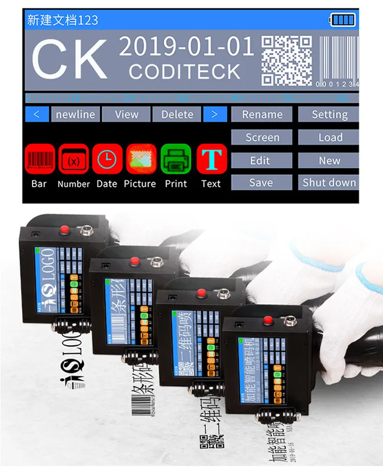 Coditeck High Speed 12.7mm Inkjet Printer Coding Machine with Photoelectric Sensor and Stand