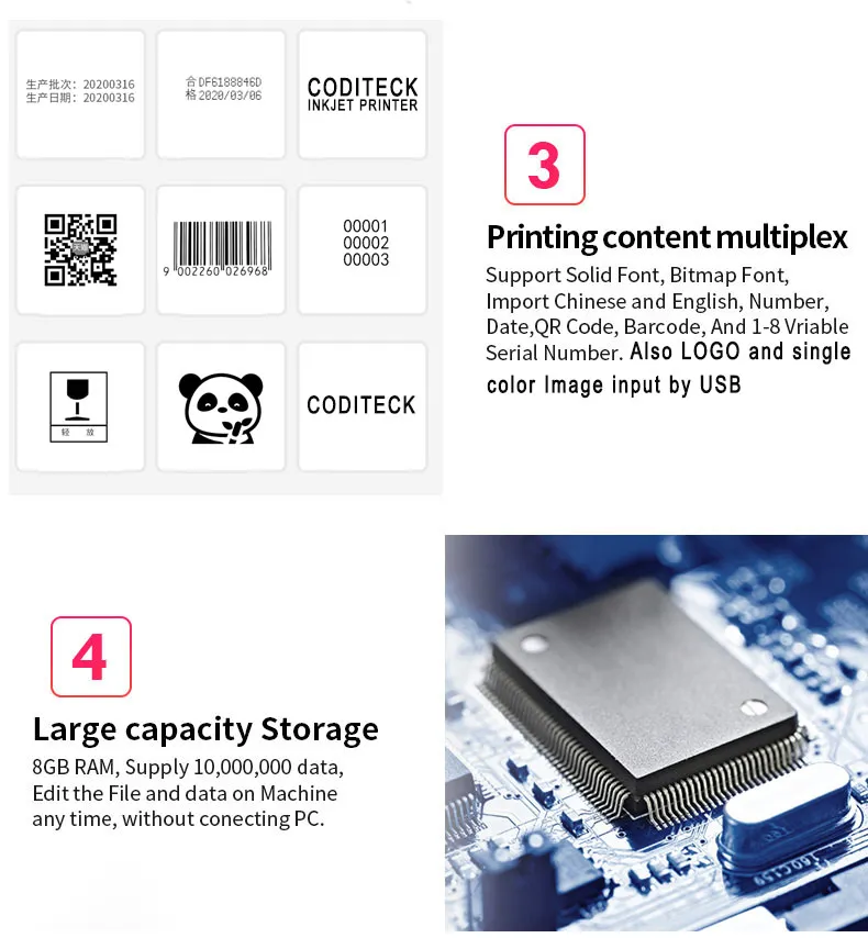 Coditeck High Speed 12.7mm Inkjet Printer Coding Machine with Photoelectric Sensor and Stand