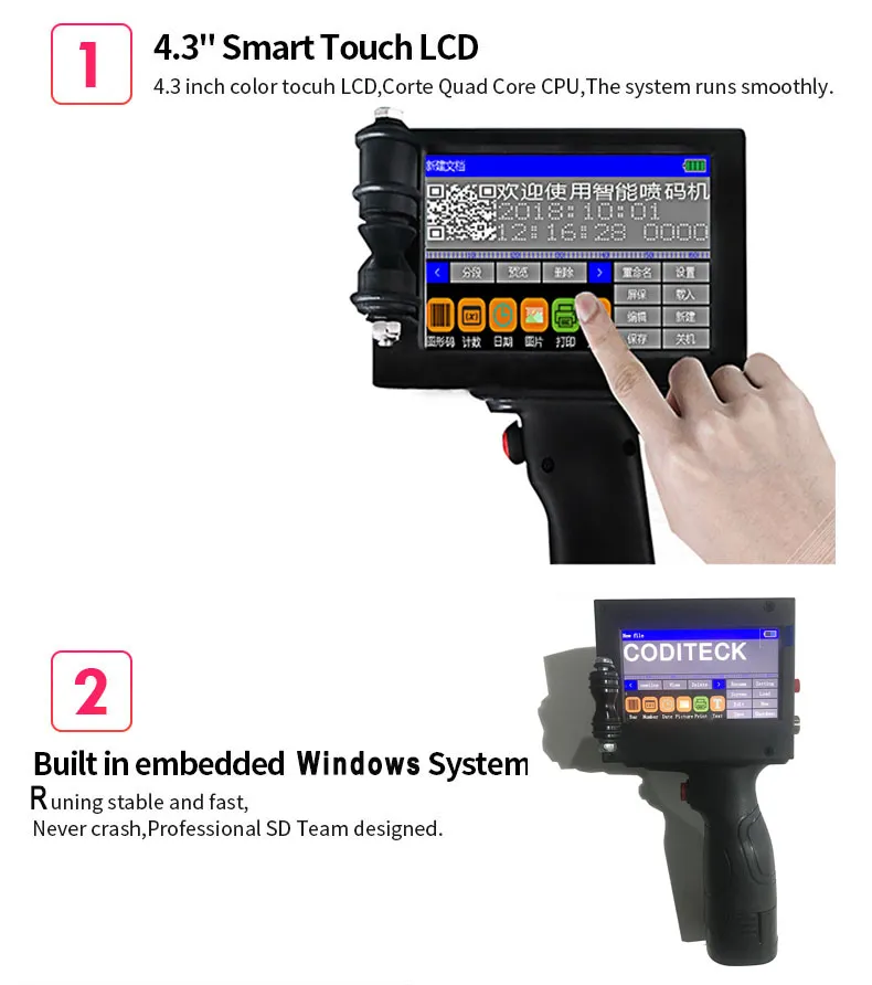 Coditeck High Speed 12.7mm Inkjet Printer Coding Machine with Photoelectric Sensor and Stand