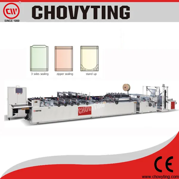 Cw-600b Guaranteed Quality Two Unwinder Zipper Three Side Sealing Laminated Bag Making Machine