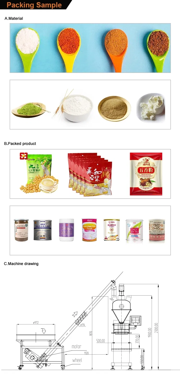 DJ-1b3+50W Stainless Steel Semi Automatic 10kg 25kg Medicine Milk Powder Filling Packing Packaging Machine