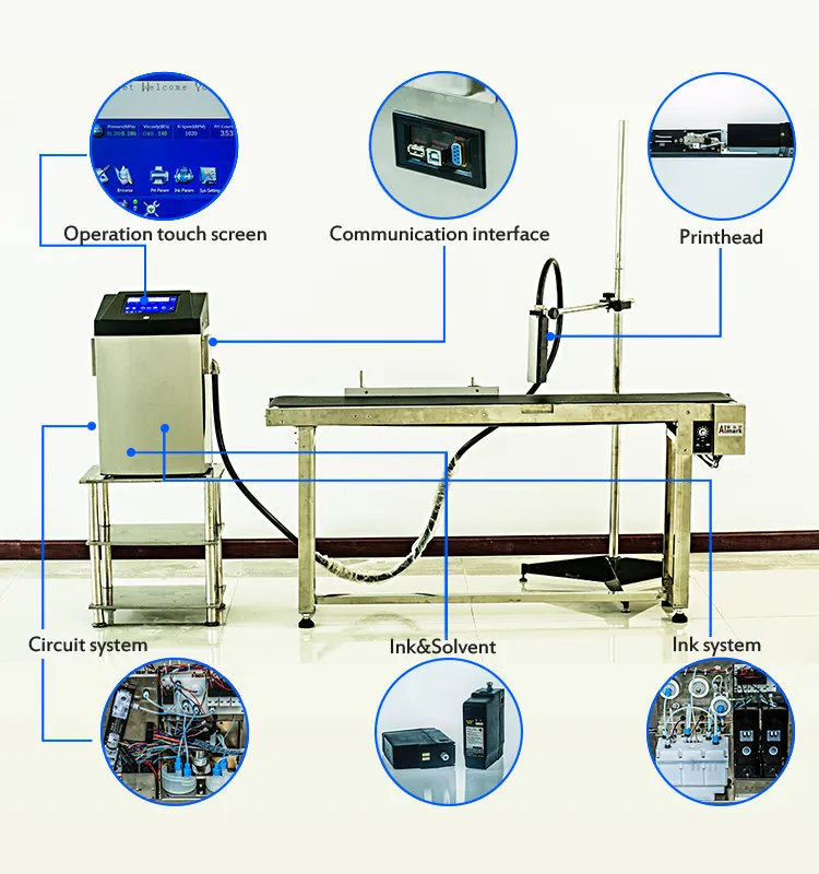 Easily Operated Industrial Expiration Date Inkjet Printer Glass Bottle Printing Machine