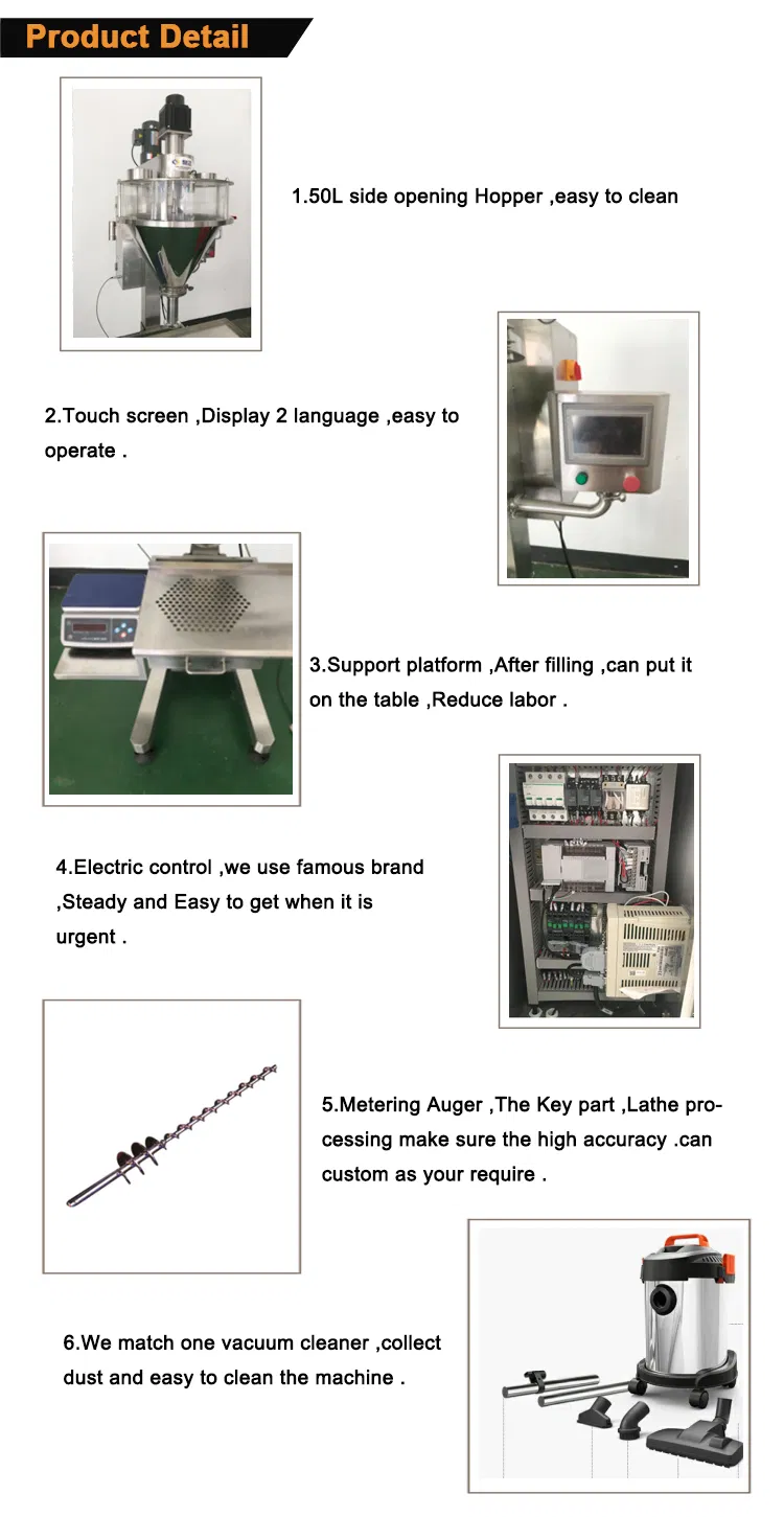 Easy to Clean Semi Automatic 100g 5000g Coffee Milk Powder Filling Packaging Machine