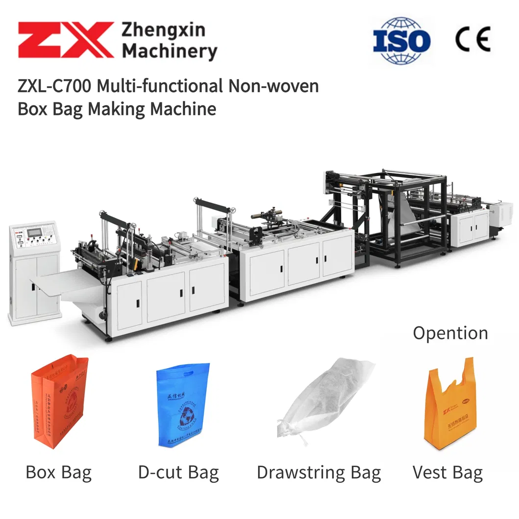 Efficient Non Woven Handle Cubic Bag, Food Processor Bag, Nonwoven Fabric Bag/Customized Bag, Square Bottom Paper Shopping Bag Making Machine with High Quality