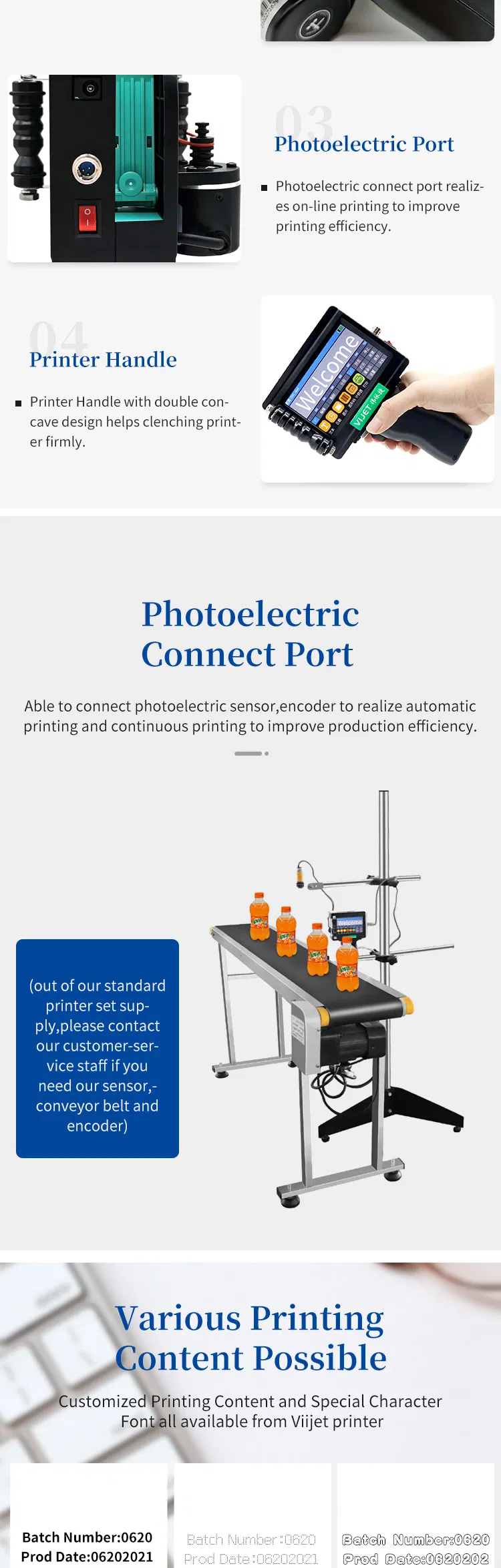 Factory Price Multi Launguage Handjet Printer Wl100 Portable Printer Date/Barcode Printer
