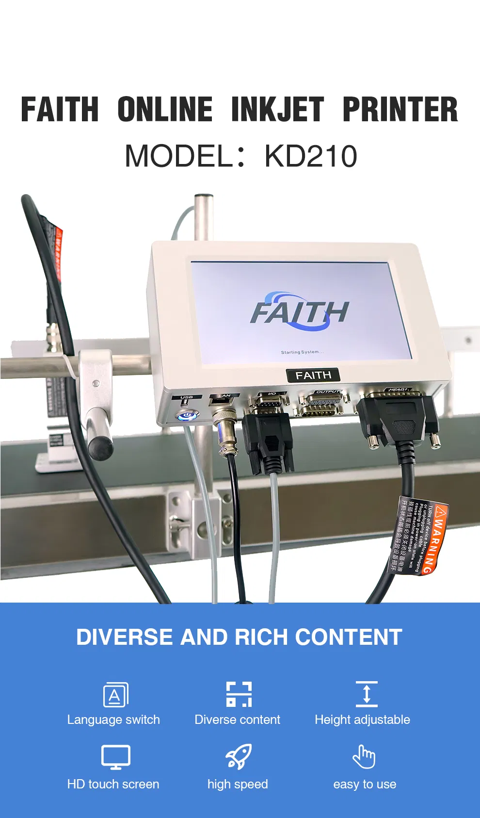 Faith Quick Dry Top Quality Online Industrial Inkjet Printer Machine