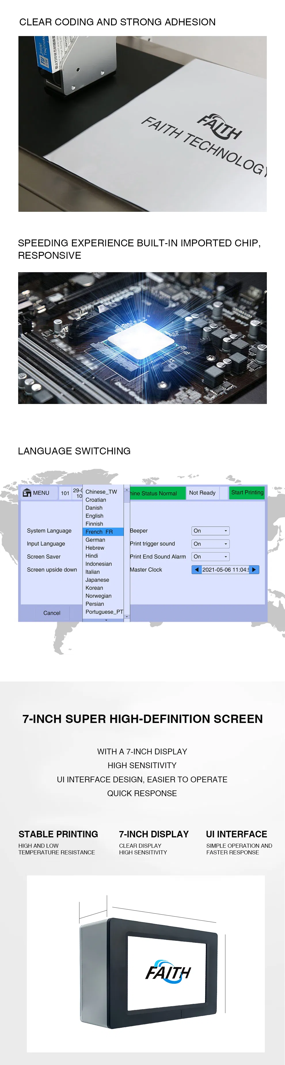 Faith High-Speed Serial Printing Tij Online Inkjet Printer for Instantly Print The Date