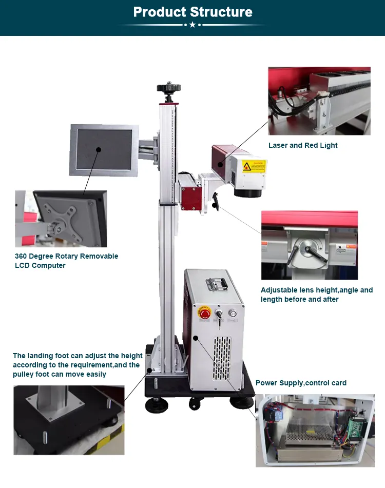 Fiber Laser Marking Machine Logo Printing Machine Laser Marker Metal Aluminum Printing Engraving Machine