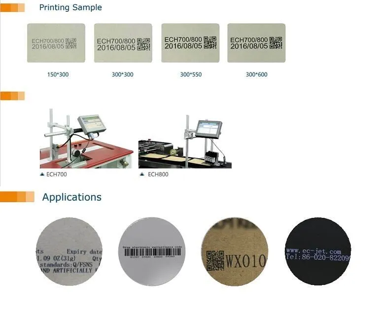 High Resolution Inkjet Printer Printing Barcode for Carton (ECH700)