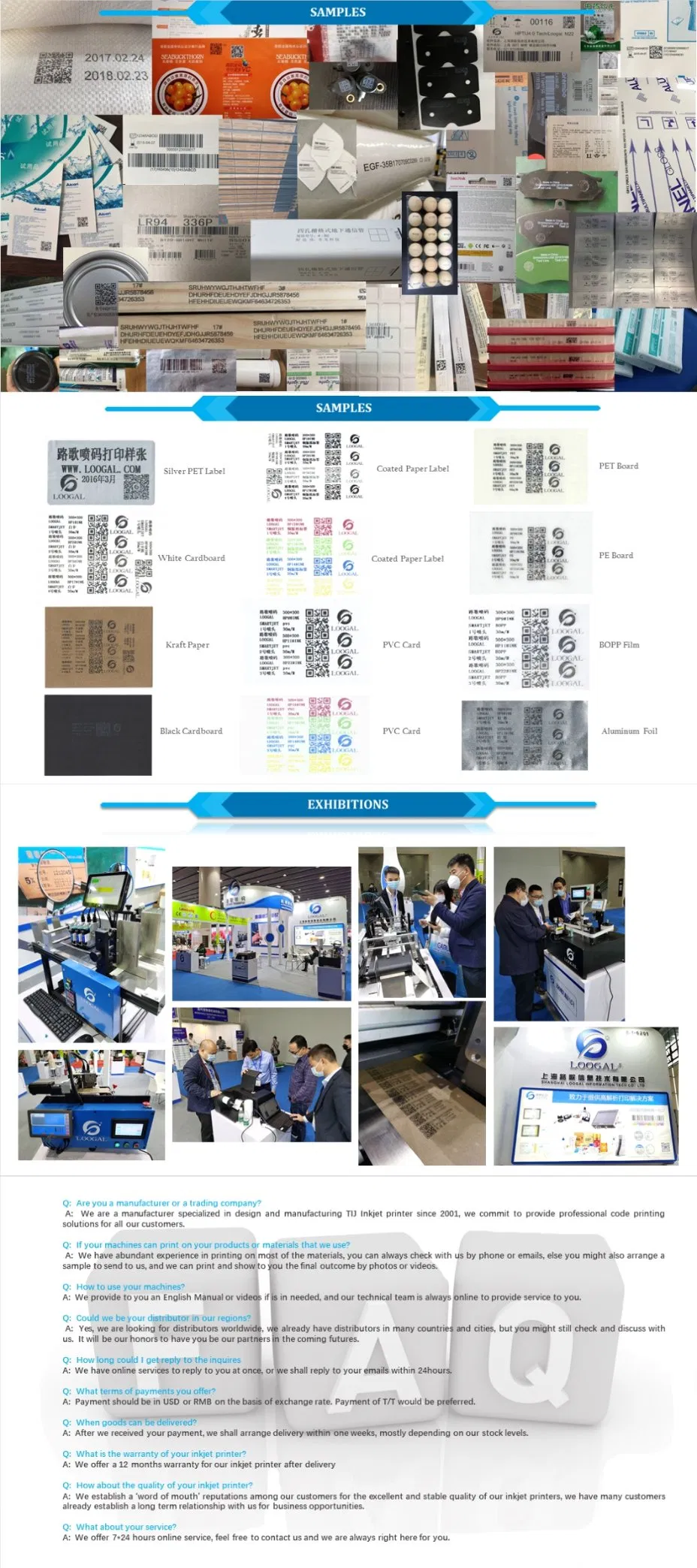Loogal 4 Printhead Multi-Language Digital Thermal Inkjet Printer Coding Machine