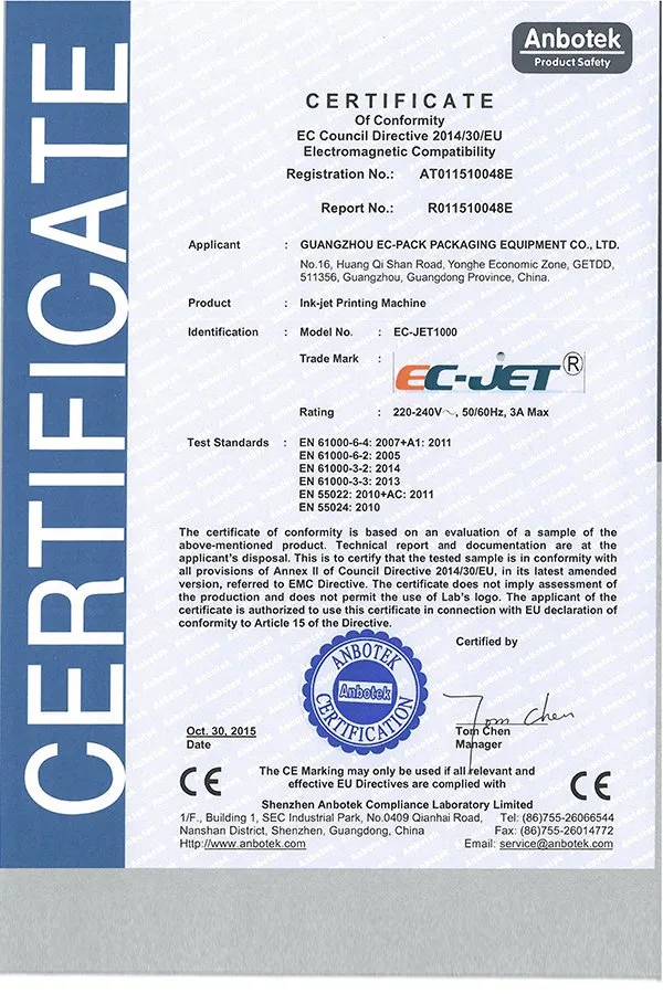 Low Consumption High Performance Cij Printer for Date Batch Number Printing (EC-JET1000)