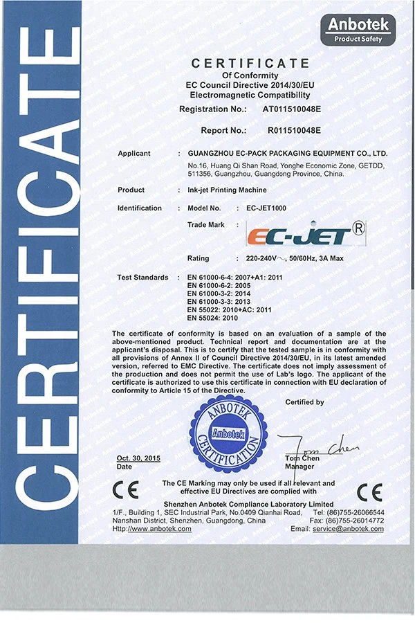 Low Consumption High Performance Cij Printer for Date Batch Number Printing (EC-JET1000)