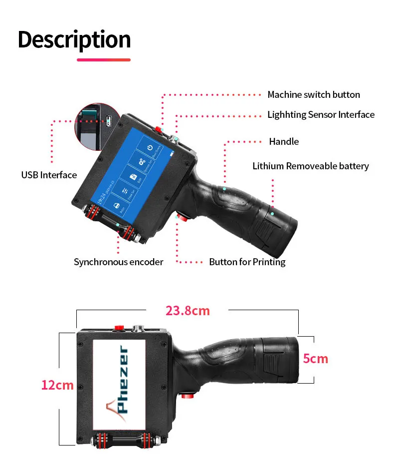 Portable Handheld Label Print Machine Mini Inkjet Printer Touch Screen 600dpi Review
