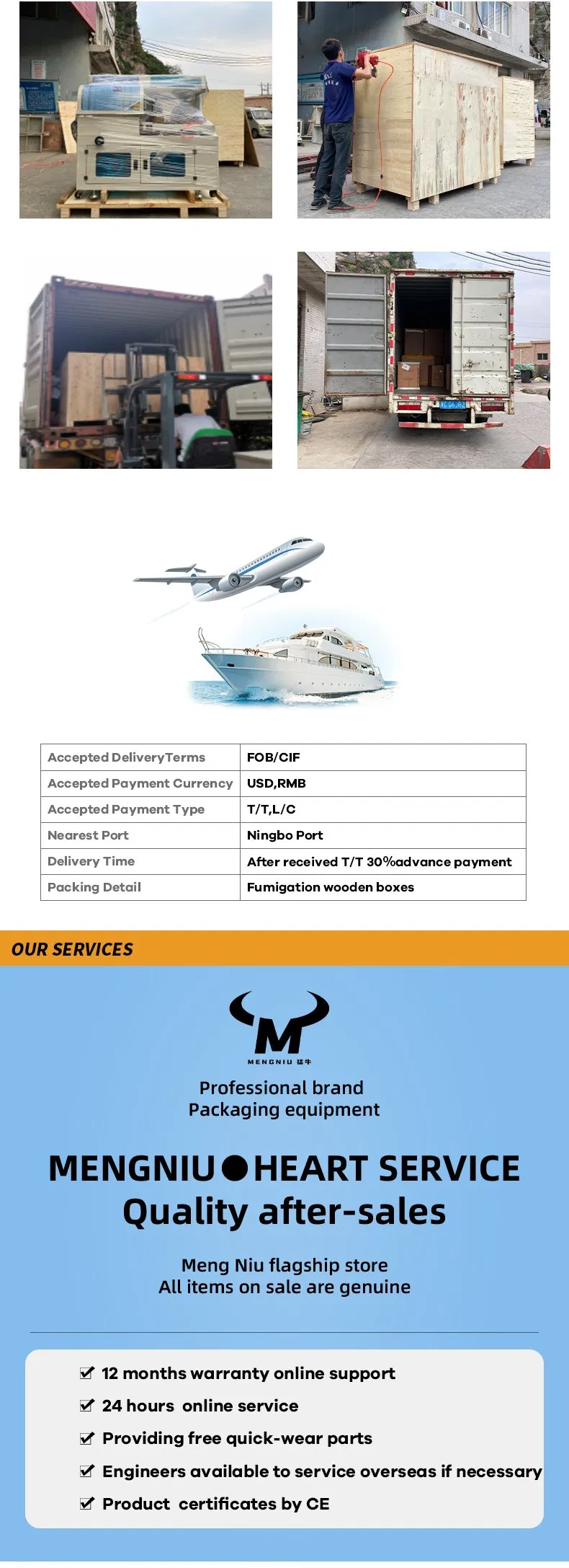 Rice, Flour Dairy Products Mengniu Fumigated Wooden Case Bread Machine Wrapping Machines