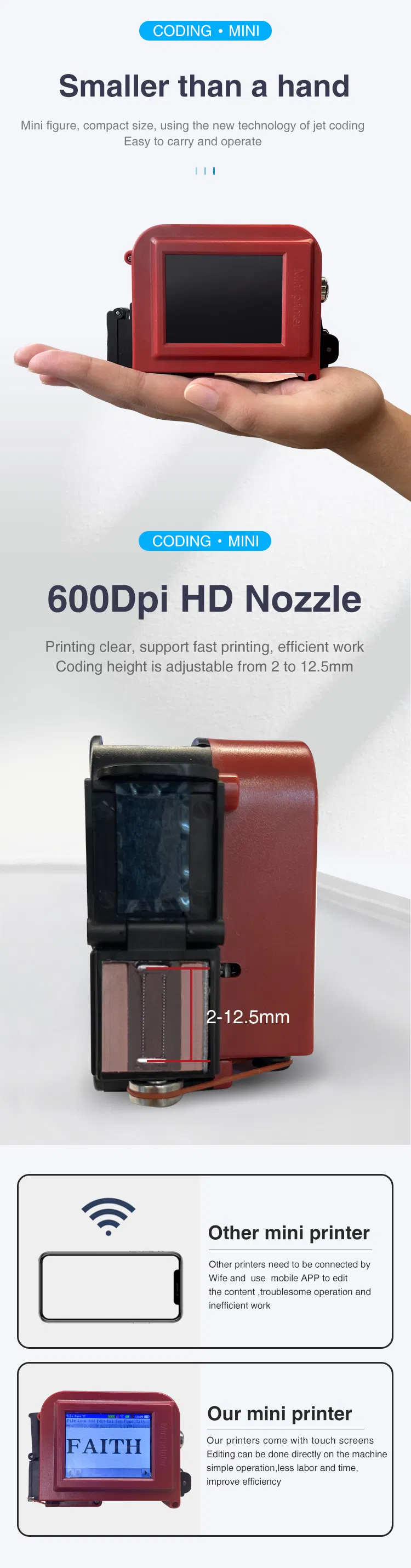 Tij Portable Low Cost Digital Data-Coding Desktop Mini Inkjet Label Printer on Sale