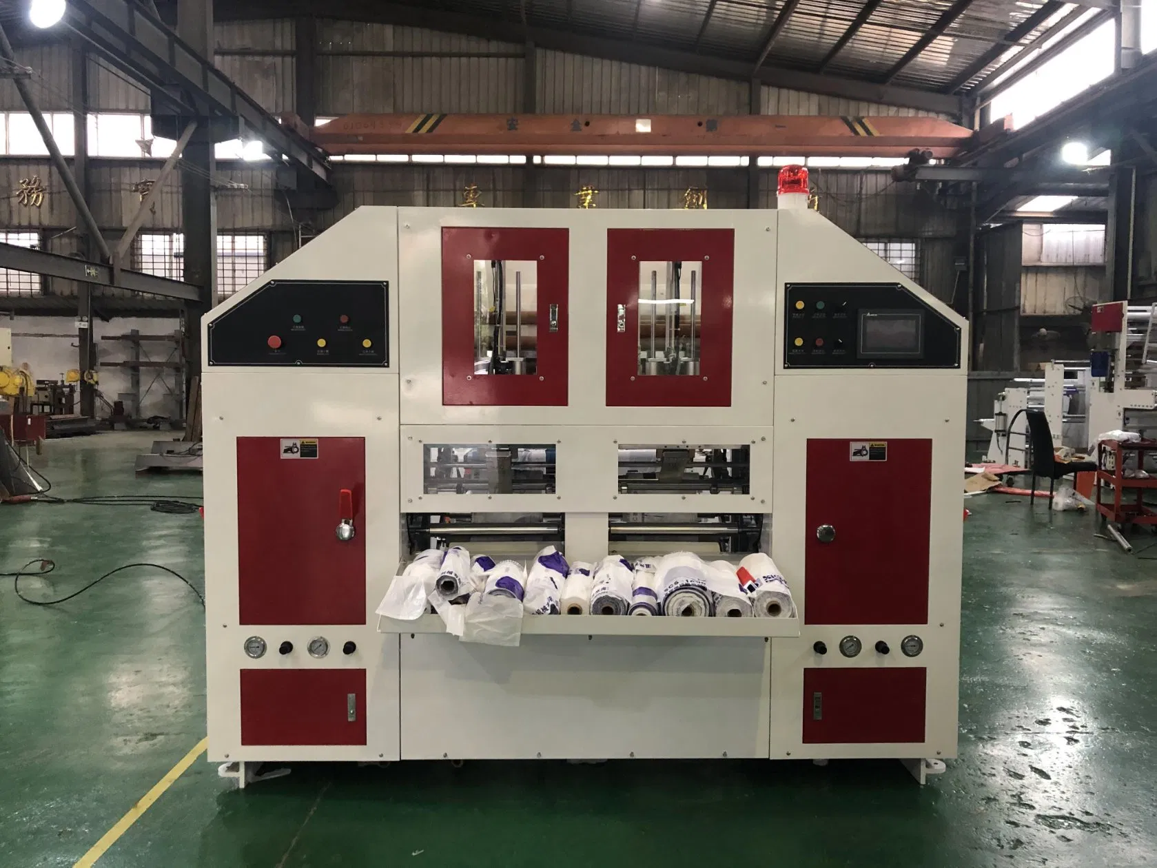 Two Lines Automatic T-Shirt Vest Shopping Bag on Roll Bag Making Machine